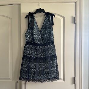 Elegant Navy Lace Dress